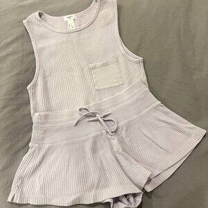 Forever 21 Lavender Purple Waffle Knit Top & Shorts Set